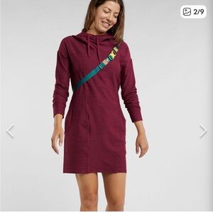 Toad&Co Intermosso Hooded Dress Womens Rust Red Size Large.